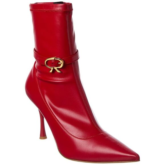 Gianvito Rossi Ascent 85 Leather Bootie, Red - Picture 1 of 5
